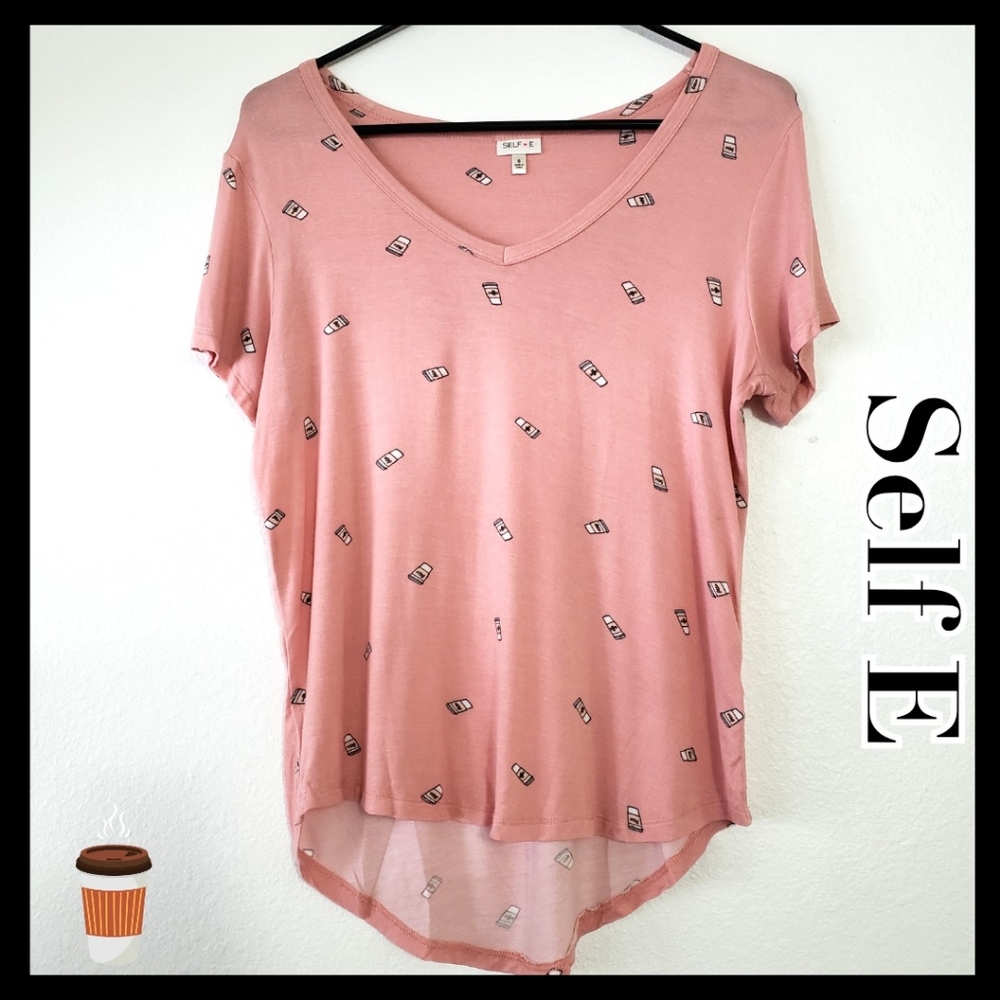 $  3/$15 SelfE:Size:S/ Pink Coffee Graphic Tee